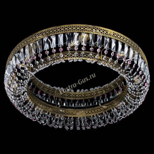 Люстра Венеция Кольцо №8 пластинка под бронзу Розовая в Ижевске Гусь Хрустальный