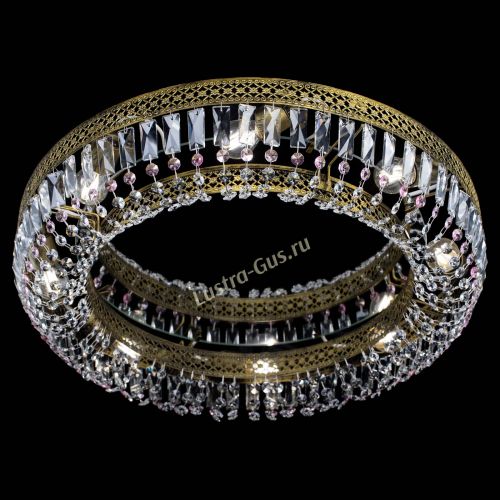 Люстра Венеция Кольцо №8 пластинка под бронзу Розовая в Ижевске Гусь Хрустальный