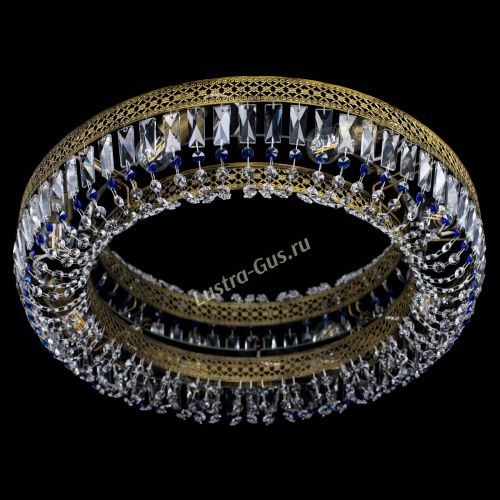 Люстра Венеция Кольцо №8 пластинка под бронзу Синяя в Ижевске Гусь Хрустальный