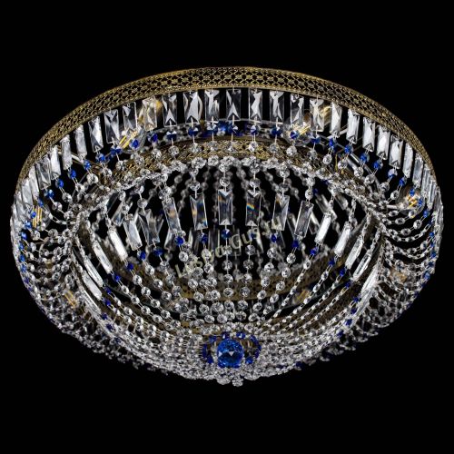 Люстра Венеция Купол пластинка под бронзу Синяя в Ижевске Гусь Хрустальный