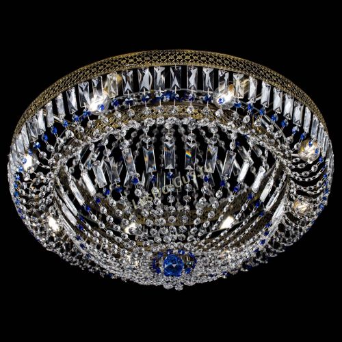 Люстра Венеция Купол пластинка под бронзу Синяя в Ижевске Гусь Хрустальный