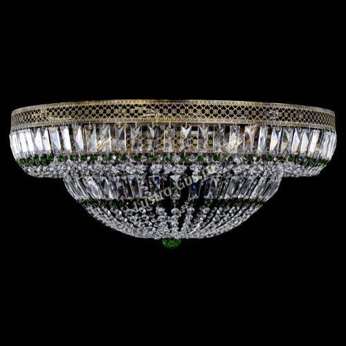 Люстра Венеция Купол пластинка под бронзу Зеленая в Ижевске Гусь Хрустальный