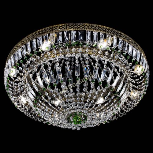 Люстра Венеция Купол пластинка под бронзу Зеленая в Ижевске Гусь Хрустальный