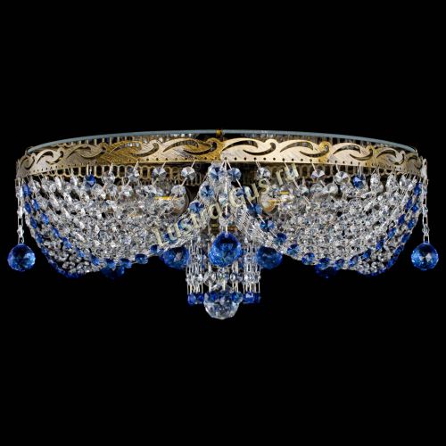 Люстра Виктория Синяя под бронзу в Ижевске Гусь Хрустальный