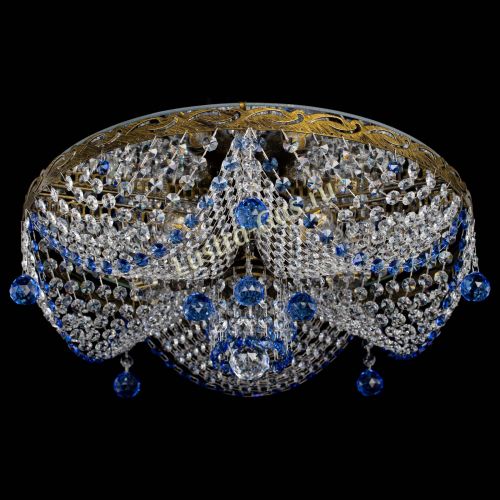 Люстра Виктория Синяя под бронзу в Ижевске Гусь Хрустальный