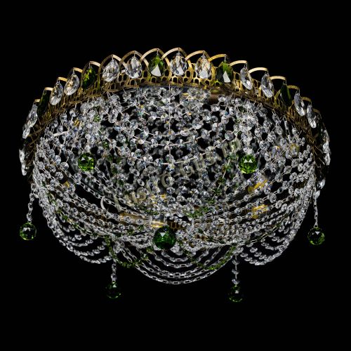 Люстра Жасмин №1 под бронзу зеленая в Ижевске Гусь Хрустальный