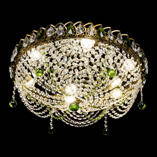 Люстра Жасмин №1 под бронзу зеленая в Ижевске Гусь Хрустальный